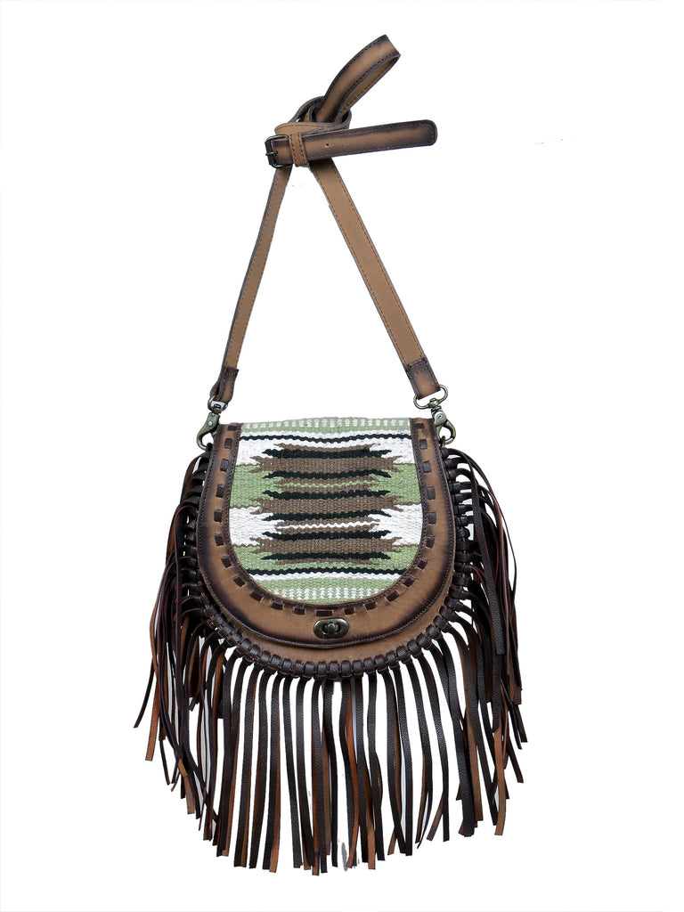 American West Red Multi Leather Tapestry Fringe Crossbody Bag – The Western  Company