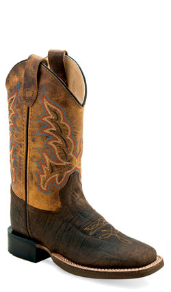 Old West Distressed Brown Kids Boots