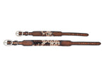 Dog Collar with Peppered Hide, Tooling, Copper Flower Spots & TT Finish