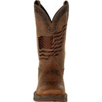 REBEL™ BY DURANGO® BROWN DISTRESSED FLAG EMBROIDERY WESTERN BOOT