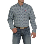 Cinch® Men's Light Blue Geometric Printed Button Down Shirt