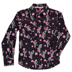 Cowgirl Hardware Black Long Sleeve Snap Shirt w/Rose Cactus Print