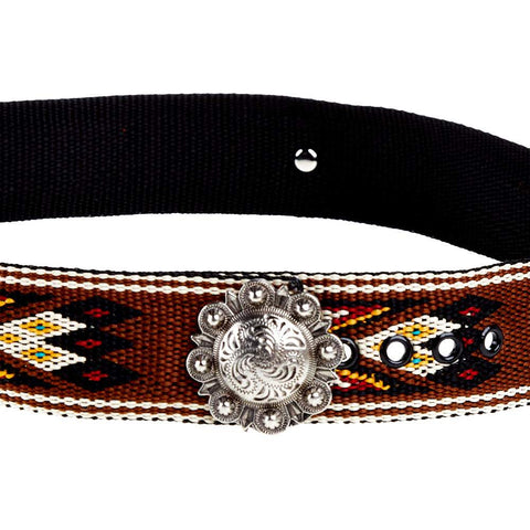 Rodeo King Brown Woven Hat Band with Silver Concho Closure
