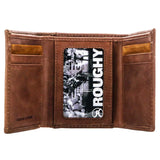 HOOEY "ROUGHY CLASSIC" ROUGHOUT BROWN LEATHER TRIFOLD WALLET
