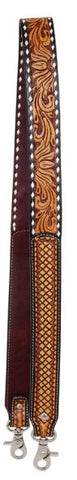 Shoulder Strap with Floral & Sunflower Tooling, TT Finish & White Buckstitch 46″