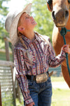 Cinch Girls Diamond Print Button Up