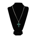 Silver Strike Silver Chain Turquoise Cross Necklace