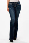 Grace in LA Women's Dark Wash Mid-Rise Sequin Embroidered Bootcut Jeans