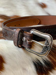 Hooey Tapered Dark Brown Embossed Leather Belt