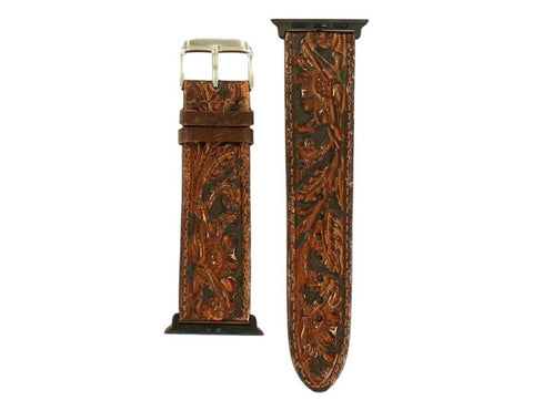 Nocona Western Watch Band Adult Floral Tooled Leather